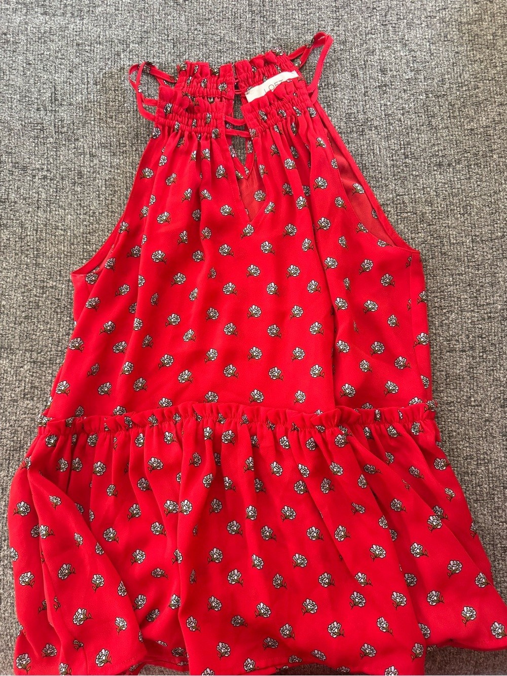 Red Floral Halter Neck Dress from Loft